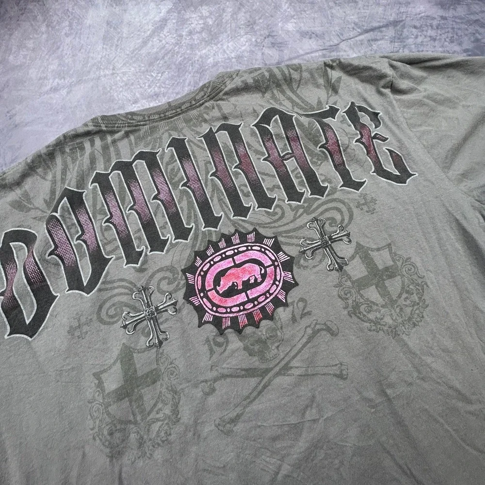 Vintage Ecko Unltd MMA Graphic T-Shirt Grey Pink XL Y2K Skater Boxy Fit 481 - Picture 7 of 8
